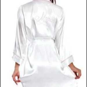 Linea Donatella White and Pink Satin Robe